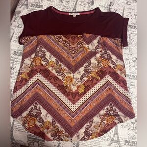 Jolt brand, size XL, maroon top part and chevron bottom half